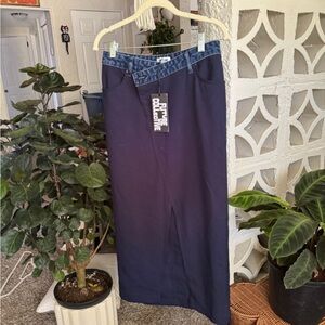 Blue and Purple Midi Pencil Skirt for Work